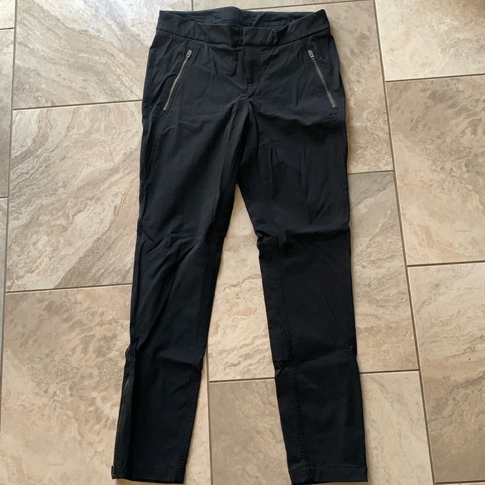 Stretchy black work pants | athletic wear, zippered legs, zippered pockets